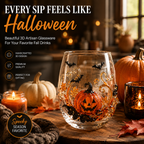 🎃👻 3D Halloween Glassware – Artisan Design, Luminous Glow, Perfect for Fall & Festive Sips