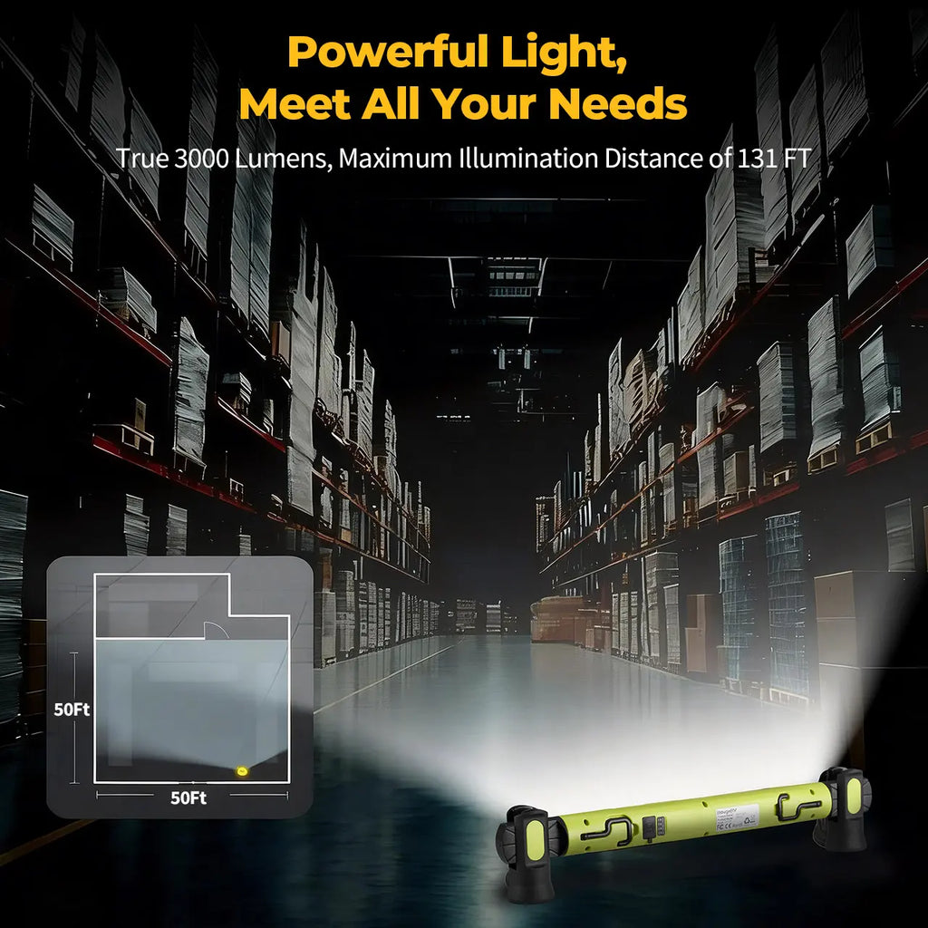 🔥Under Hood Work Light Bar, 3000LM LED Magnetic Light Bar with Hooks, 5200mAh Cordless Rechargeable Hood Light Fathers Day Dad Gifts for Men/Mechanic/Car Repairing/Garage