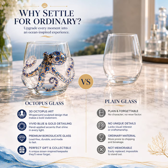 🐟Artisanal Blue Ringed Octopus Glassware