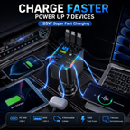 ⚡ 7-in-1 120W Retractable Car Charger – Fast Charging Power Hub with LED Voltage Display