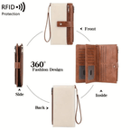 Women's long wallet, stylish clutch, elegant solid color RFID blocking leather wallet👛