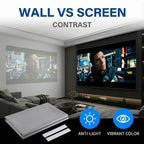 120 Inch Projector Screen, 4K Metal Lightproof Foldable Portable Movie Screen 16:9 for Home Theater Party Office Classroom Outdoor Indoor, Easy Installation with Velcro HD Projector Screen