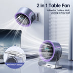 Coolhill Desktop Fan Turbo Table Fan Travel Vacation Essentials for Office 100-Speed Digital Display Low Noise Rechargeable Battery Dual Adjustment Modes Quiet Cooling Quiet Desk Fan Portable