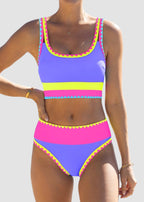 ✨Color Contrast Patchwork Nylon Sporty 3 Piece Bikini Sets