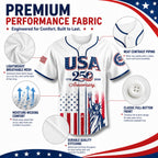 🗽 USA 250th Anniversary Baseball Jersey – Patriotic Statue of Liberty Print, 4th of July Outfit