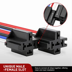 ⚡5 Pack 12V 30A 4 Pin Interlocking Automotive Fused Relay Switch Kit with Pre-Wired Harness