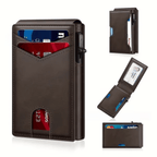 💼🔒Premium Aluminum RFID Blocking Minimalist Wallet for Men - Pop-Up Card Access, ID Window