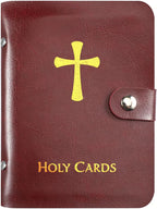 🙏Catholic Faux Leather Holy Card Holder – Pocket Prayer Card Organizer with Snap Closure🎁