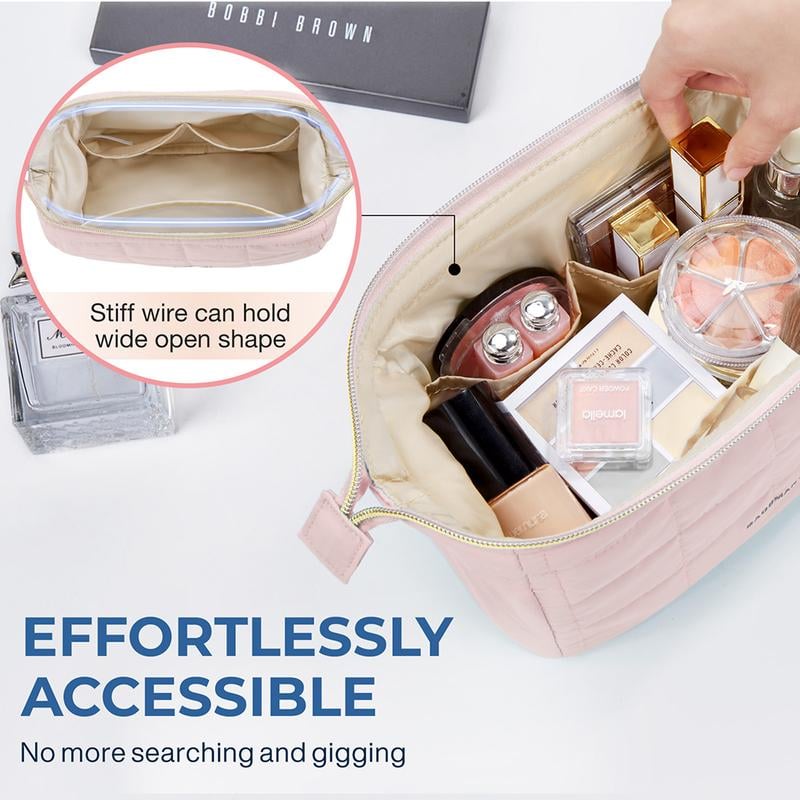 2026 NEW ARRIVAL🔥Puffy Padded Travel Cosmetic Organizer , Wide-Open Makeup Case for Toiletries, Accessories