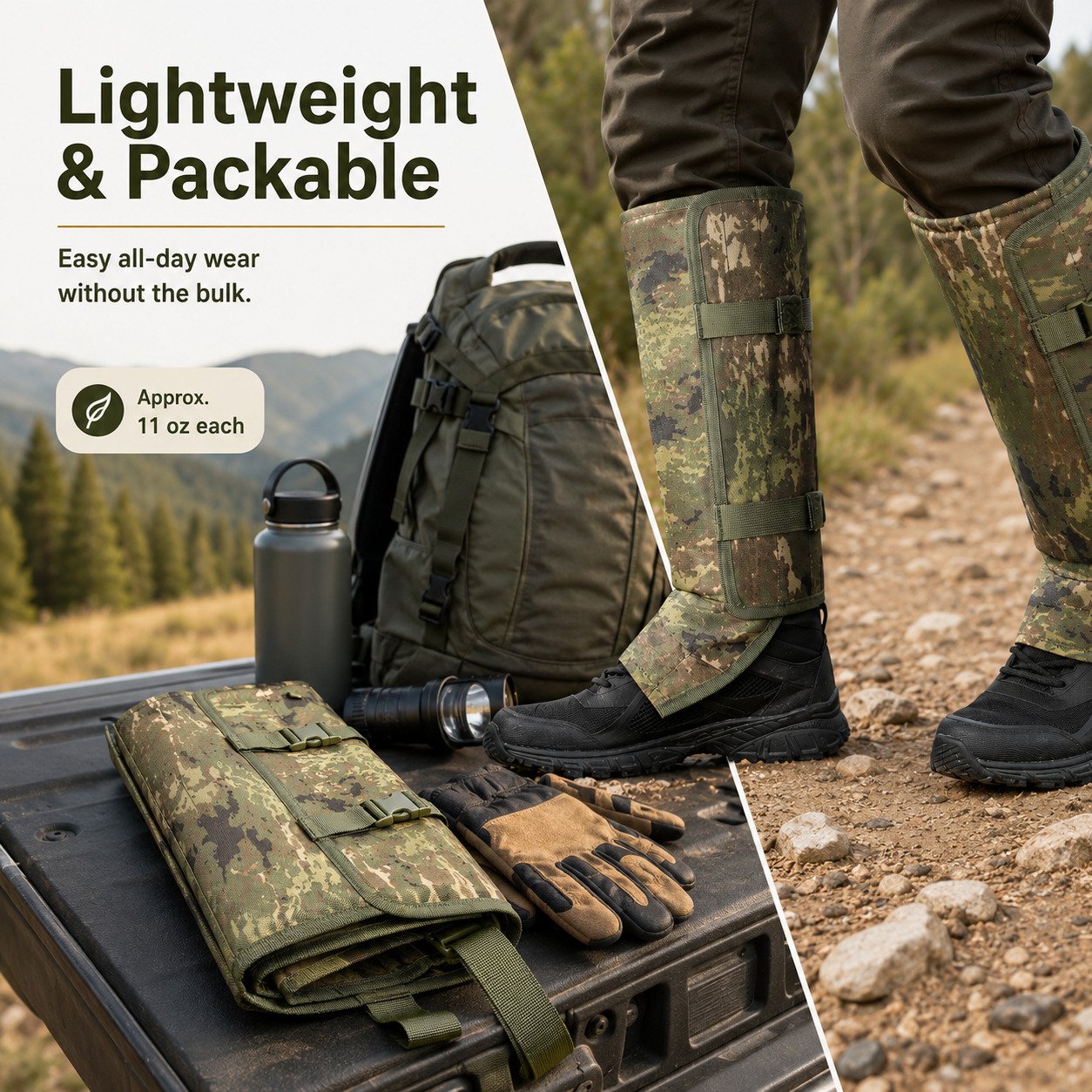 🔥Unisex Adjustable Outdoor Snake-Resistant Leg Gaiters, Abrasion-Resistant Durable Fabric Protective Gear for Hunting, Hiking