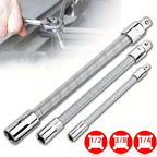 Flexible Socket Extension Bar Set – Bendable Ratchet Wrench Extensions for Tight Spaces, Carbon steel Automotive Repair Tool Kit