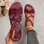 Knot-Front Elastic Ankle Sandals – Easy Slip-On with Arch Support