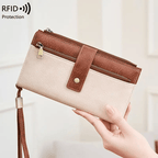 Women's long wallet, stylish clutch, elegant solid color RFID blocking leather wallet👛