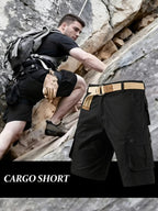 Men's Heavy-Duty Multi-Pocket Tactical Cargo Shorts - 100% Organic Cotton Hiking & Work Shorts