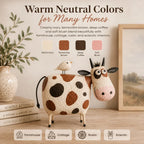 🐄Whimsical Cow & Bird Folk Art Figurine – Rustic Farmhouse Tabletop Decor Gift