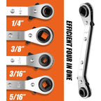 🔧 4-in-1 HVAC Ratchet Service Wrench Set with S2 Hex Bit Adapters