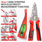 16-in-1 Wire Stripping Pliers, 2026 New Rechargeable Wire Strippers Tool with Voltage Tester&Alarms, Detectable 12-250V, Heavy-Duty Electrical Pliers&Wire Cutters