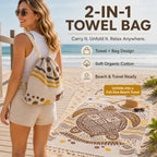 ⏰LAST DAY $20 OFF - 🏖️Sand Cloud 2-in-1 Turkish Cotton Towel Bag with Inner Zip Pocket & Sand-Repelling Fabric