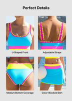 ✨Color Contrast Patchwork Nylon Sporty 3 Piece Bikini Sets