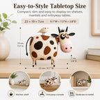 🐄Whimsical Cow & Bird Folk Art Figurine – Rustic Farmhouse Tabletop Decor Gift