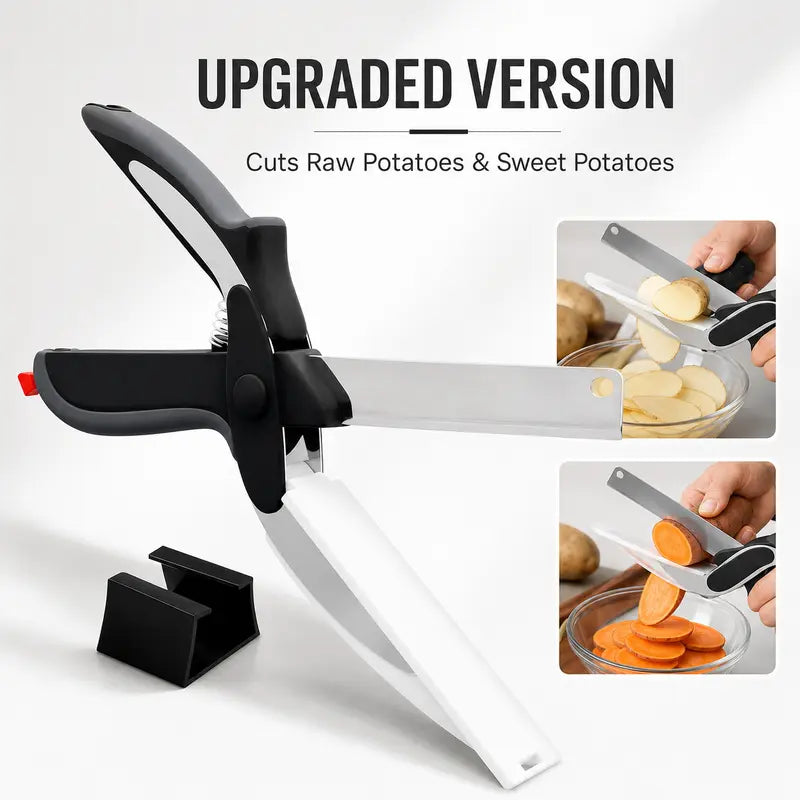 2 in 1 Kitchen Scissors– Stainless Steel Blade & Plastic Cutting Board Scissors