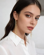 🔥Limited Time 50% Off✨14K Gold Plated Long Tassel Earrings for Women