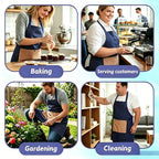 Waterproof Kitchen Apron – Detachable Snap Towel, Dual Pockets & 3-Layer Spill Protection