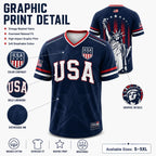 🇺🇸 USA Liberty Soccer Jersey – Patriotic American Flag V-Neck Football Shirt | Red White Blue Statue of Liberty Fan Jersey for Men & Women
