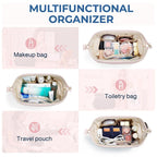 2026 NEW ARRIVAL🔥Puffy Padded Travel Cosmetic Organizer , Wide-Open Makeup Case for Toiletries, Accessories