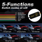 🏎️ 47Inch(1.2M) Carbon Fiber LED Spoiler Light Strip | 5-in-1 Sequential Flashing Third Brake Tail Light for Universal Cars