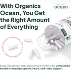 Organics Ocean Pure Magnesium Glycinate with Zinc - Maximum Strength Chelated Magnesium Supplement for Women and Men for Muscle Cramps and Sleep Support - 90 Capsule