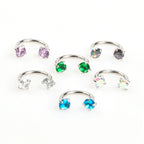 6pcs Value Pack 316L medical-grade titanium steel 18G 1.0mm Horseshoe Nose Hoop Internally Threaded Gems Nose Ring with Free Ball Holder & Guiding Needle