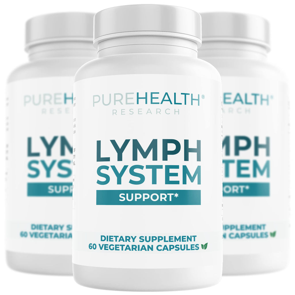 PUREHEALTH RESEARCH Lymph System Support - Lymphatic Drainage Supplement for Women & Men - Bromelain, Echinacea, Dandelion, Burdock Root, Lemon Powder, Kelp, Cleavers & More - 60 Capsules