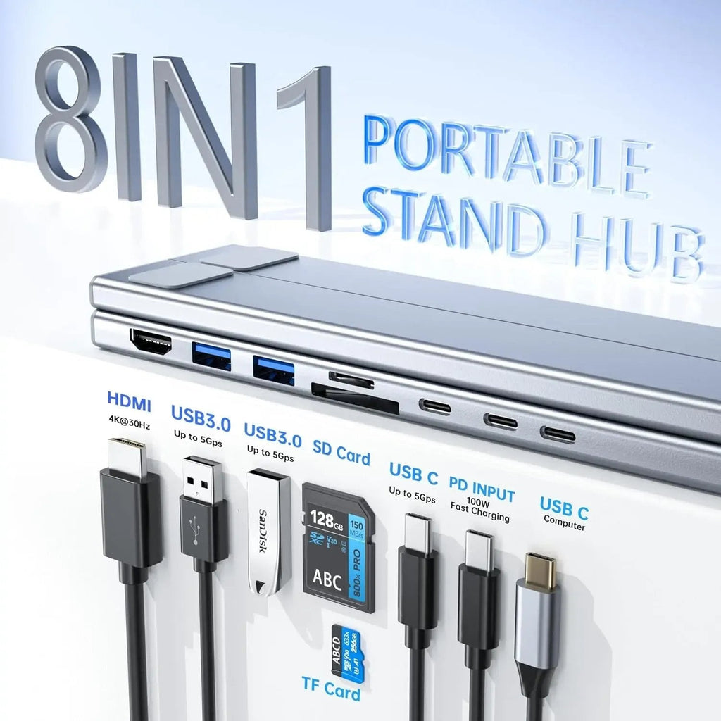 🔥Limited-time discount of 49%🔥8-in-1 USB-C Laptop Stand — with Multifunctional Docking Station💻