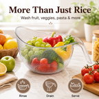 Multipurpose Rice Strainer Bowl – Easy Drain Kitchen Washing Bowl for Rice, Fruits & Vegetables