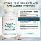 PUREHEALTH RESEARCH Lymph System Support - Lymphatic Drainage Supplement for Women & Men - Bromelain, Echinacea, Dandelion, Burdock Root, Lemon Powder, Kelp, Cleavers & More - 60 Capsules
