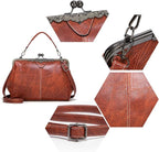 💼2026 New Kattee Elegant Waterproof Women’s Leather Kiss-Lock Tote Handbag