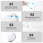 100 pieces - KN95 Mask, 5-layer breathable design, excellent ventilation effect, suitable for decoration and outdoor use