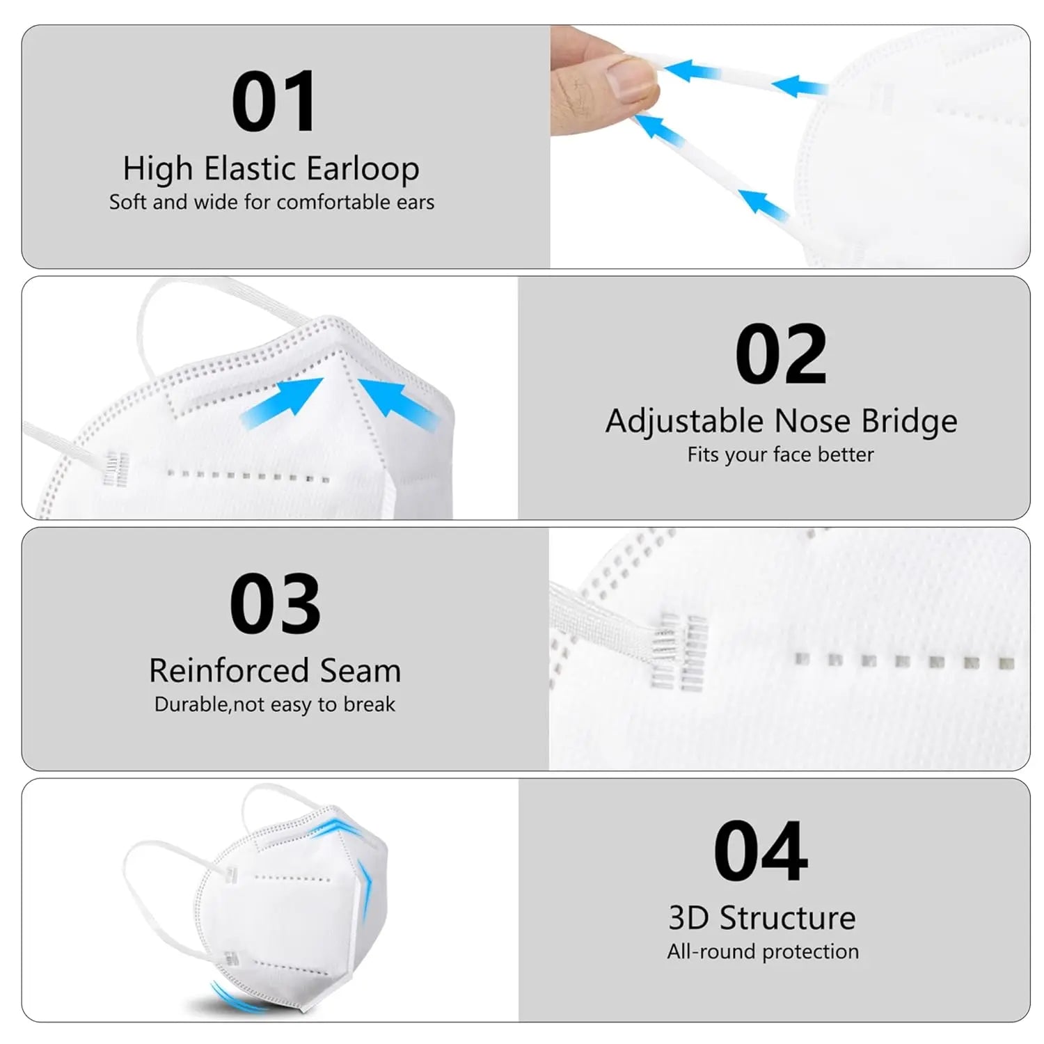 🛍️ 50/100-Pack KN95 Masks – 5-Layer Breathable Protection in Multiple Colors