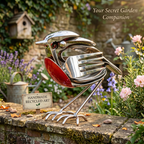 Handmade Silver Robin Garden Sculpture