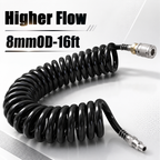 💨 High Flow Air Blow Gun Kit with 16FT Coiled PU Hose & Brass T-Fitting
