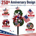 USA 250th Anniversary Patriotic Topiary Garden Stake, Red White Blue Yard Decor for 4th of July, Memorial Day & Independence Day
