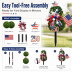 USA 250th Anniversary Patriotic Topiary Garden Stake, Red White Blue Yard Decor for 4th of July, Memorial Day & Independence Day