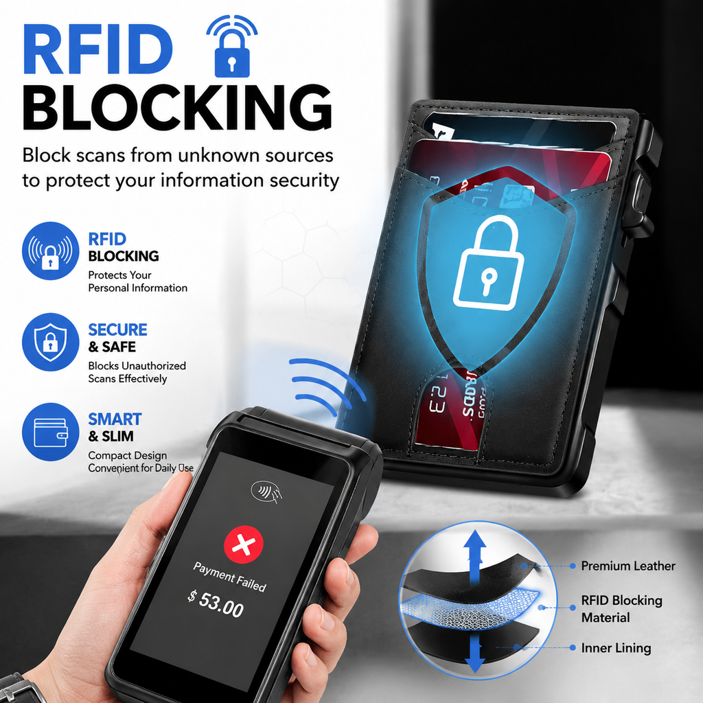 🎁RFID Blocking Minimalist Pop-Up Wallet | One-Second Card Eject Design & Ultra Slim Pocket Wallet