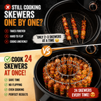 🍢 Cook 24 Skewers at Once – No Flipping, No Mess, No Effort