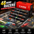 🚗 48PCS Pull-Back Alloy Racing Car Set | 4-Layer Garage Storage & Racing Track Play Mat 🎁（副本）