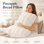 Pineapple Bread Grid Pillow | Dual Layer Fluffy Cooling Bed Pillow, Machine Washable Support Pillow for Side & Back Sleepers