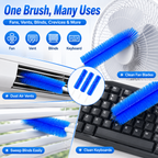 Bendable Microfiber Head,Reusable Dust Remover,Fan Cleaner Brush,Duster,Cleaner Brush,Washable,ldeal for Ceiling Fan Blades,Curtains,Air Vents,Cars Et.