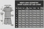 🔥Men's geometric print short-sleeved T-shirt paired with drawstring shorts two-piece set