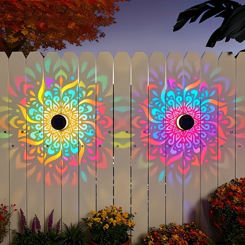 🌸Solar Mandala Wall Light Outdoor Garden Fence Projector Lamp Patio Ambient Decor